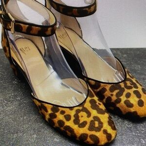 Jones New York Leopard Print Ankle Strap Heels